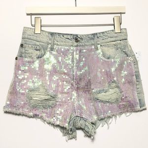 Sunset + Spring mermaid sequin shorts, sz 27